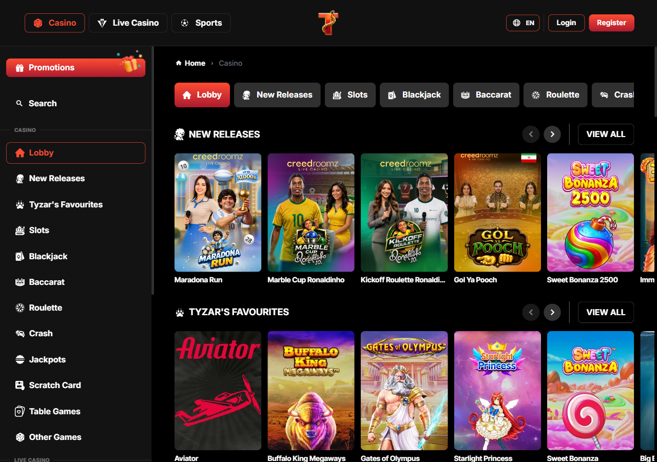 Kuvakaappaus: TigerBet247 Casino — pelit