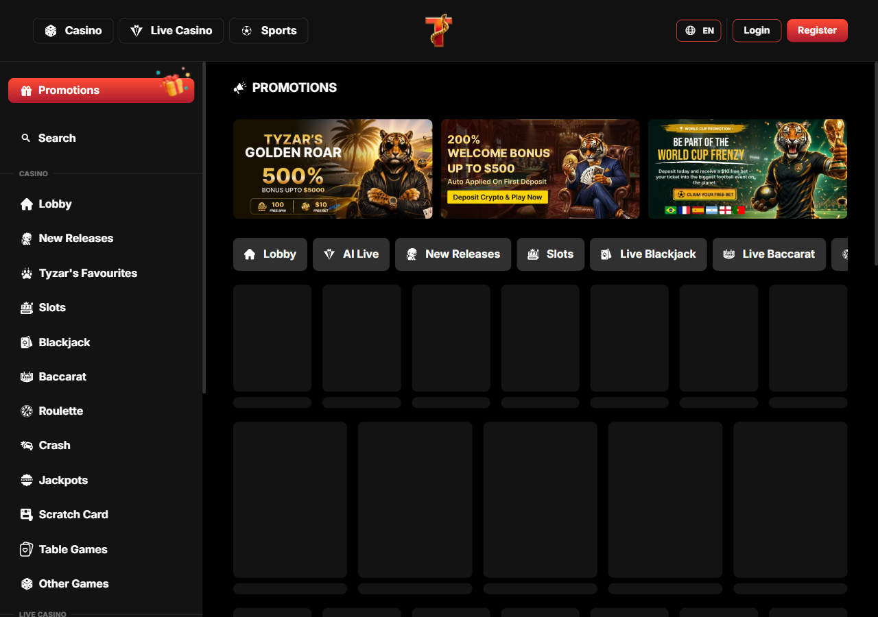 Kuvakaappaus: TigerBet247 Casino — etusivu (tigerbet247.com)