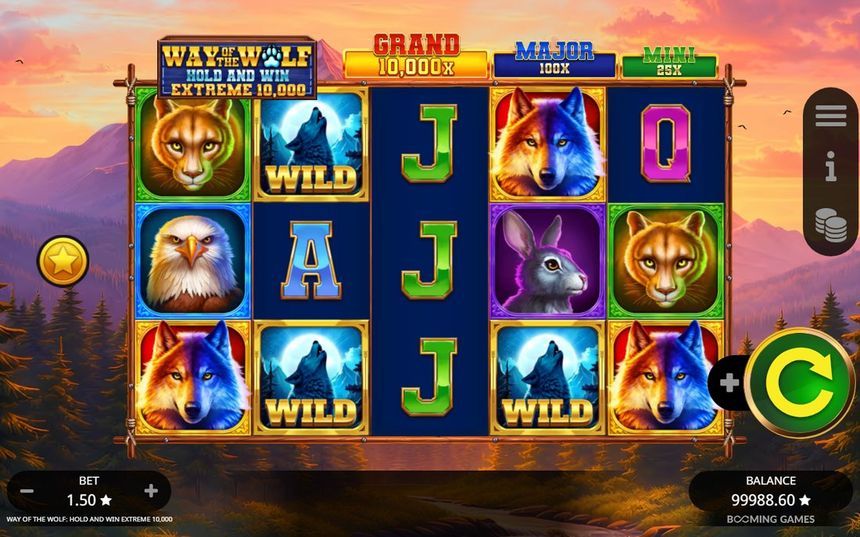 Way of the Wolf: Hold and Win Extreme 10 000 base game grid
