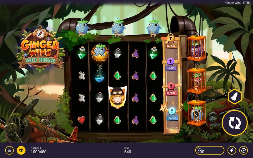 Ginger Wins: Wild Jungle base game grid