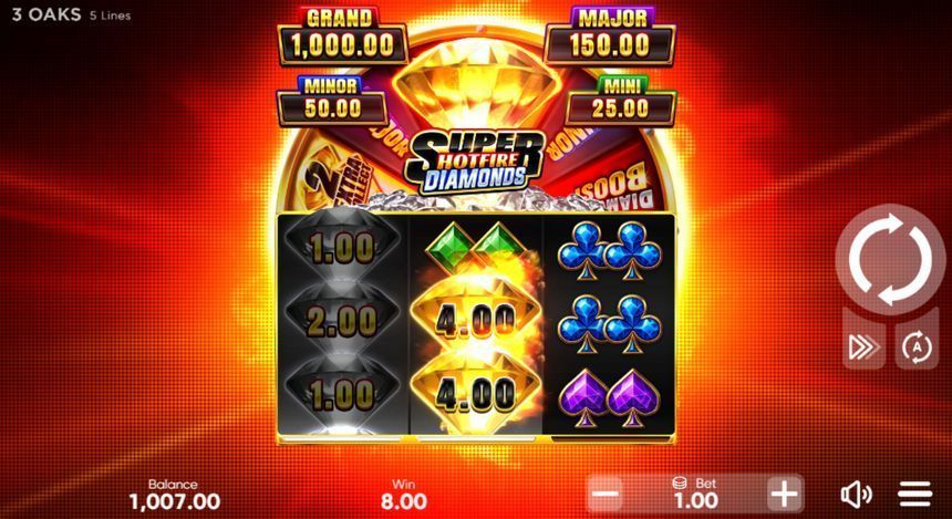 Super Hotfire Diamonds base game grid