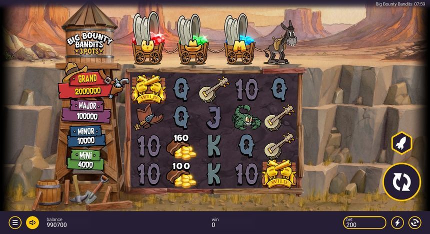 Big Bounty Bandits: 3 Pots base game grid