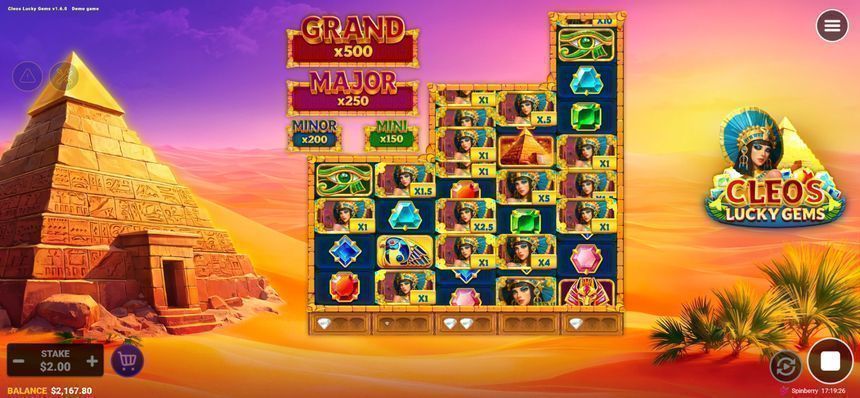 Cleos Lucky Gems base game grid