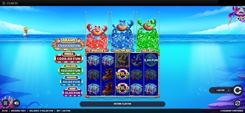 4 Crabbin' Fortunes base game grid
