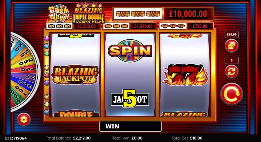Cash Wheel Blazing 777 Triple Double Jackpot Wild base game grid