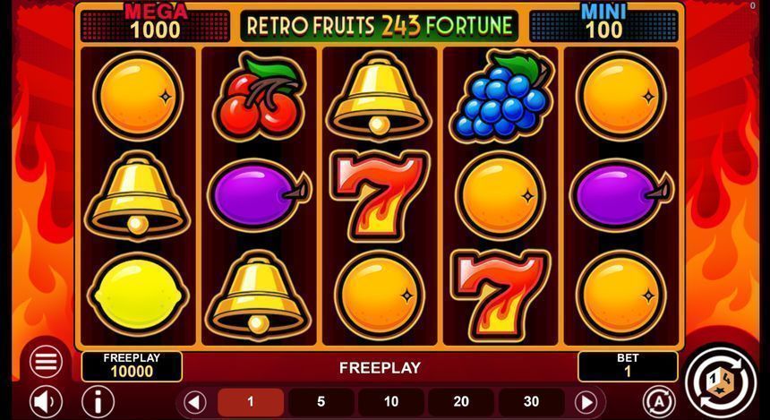 Retro Fruits 243 Fortune base game grid