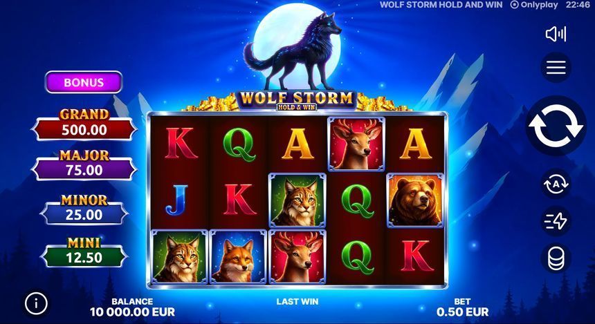 Wolf Storm: Hold & Win base game grid