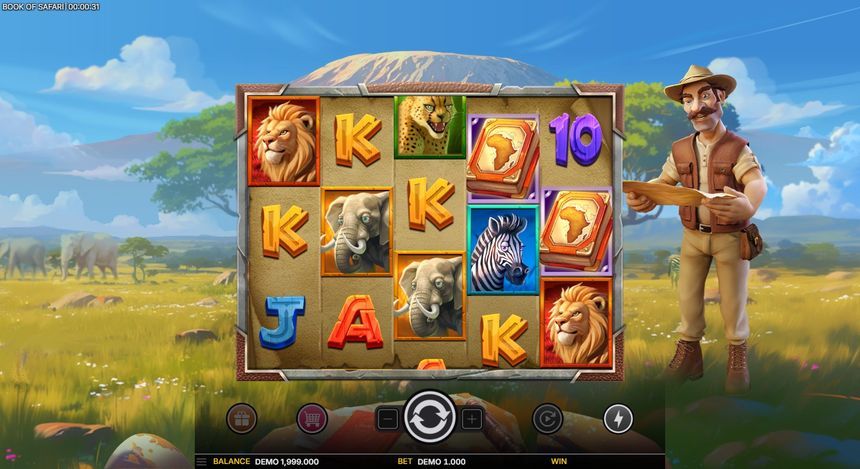 Book of Safari base game grid