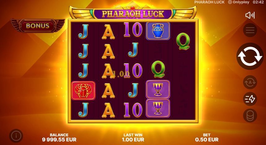 Pharaoh Luck base game grid